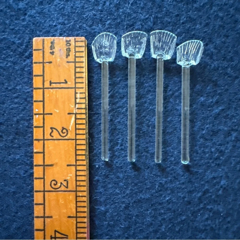 Salt Cellar Spoons Glass Vintage Clamshell Shaped Condiment Set of 4